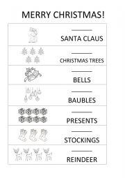 Christmas Vocabulary word tracing