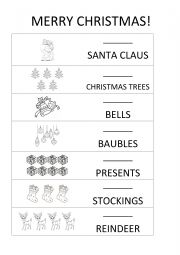 English Worksheet: Christmas Vocabulary word tracing