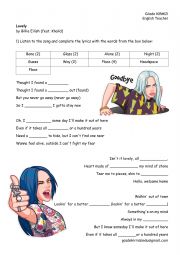 English Worksheet: Listening Activity Lovely by Billie Eilish