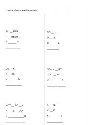 English Worksheet: complete the words