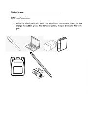 English Worksheet: School Materials