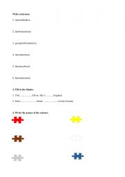 English Worksheet: Introducing people, colours