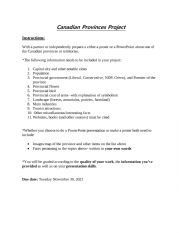 English Worksheet: Canadian Provinces Project