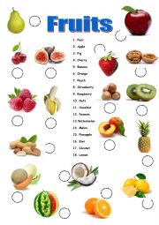 English Worksheet: Find the fruit!