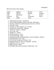 English Worksheet: Common Health Issues - Definitions