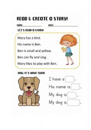 English Worksheet: Let�s read & create