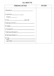 English Worksheet: ABOUT ME