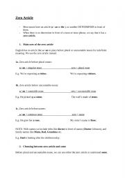 English Worksheet: Zero Article