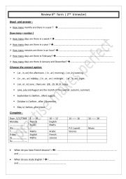 English Worksheet: revien 6th , 7th , 2nd TRIMESTER