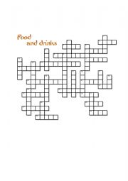 English vocabulary in use, Elementary; lesson 10 - Food and drinks. Crossword with key.