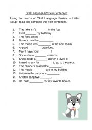 English Worksheet: Oral Language practice