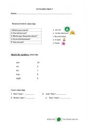 English Worksheet: 1st grade quiz