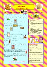 English Worksheet: the history of popcorn