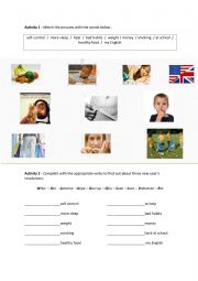 English Worksheet: Vocabulary New Year�s resolutions