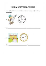 English Worksheet: Daily routines and timing