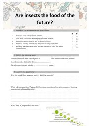 English Worksheet: Are Insects the Food of the Future?