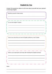 English Worksheet: English For You