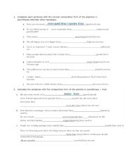 English Worksheet: comparitives and superlatives