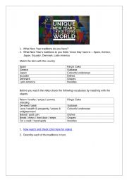 English Worksheet: UNIQUE NEW YEAR TRADITIONS