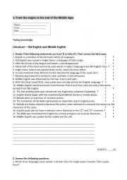 English Worksheet: literature