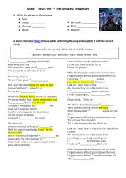 English Worksheet: This is me - song (The greatest showman movie)