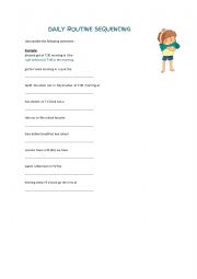 English Worksheet: Daily Routine Sequencing