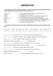 English Worksheet: IMPERATIVE