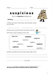 English Worksheet: Sight word - Suspicious