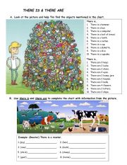 English Worksheet: there is and there are