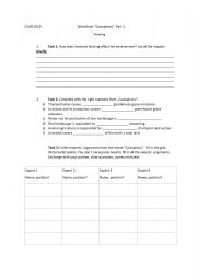 English Worksheet: Cowspiracy, Worksheet, Viewing