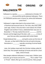 English Worksheet: Halloween origins