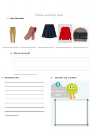 English Worksheet: Clothes and body parts