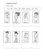 English Worksheet: My Family