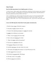 English Worksheet: False Friends