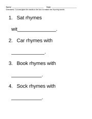 English Worksheet: Rhyming Words