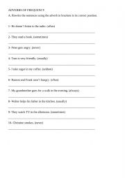 English Worksheet: Frequency Adverbs