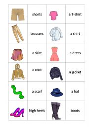 Clothes board game worksheets