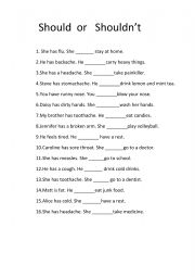 English Worksheet: should and shouldn�t