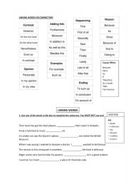 English Worksheet: linking words