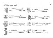 English Worksheet: wild animals: can or can�t?