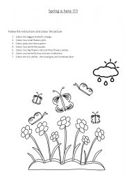 English Worksheet: Spring colouring worksheet 