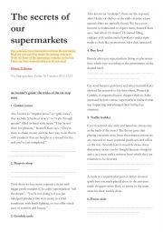 English Worksheet: The secrets of our supermarkets