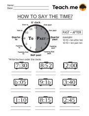 English Worksheet: How to say the time/ the hour