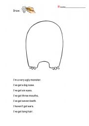 English Worksheet: Read and draw a monster