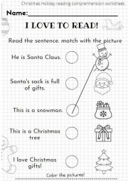 English Worksheet: christmas matching game