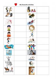 English Worksheet: My favourite activities 