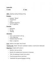 English Worksheet: 3rd hour lesson plan  Aly�s friend 