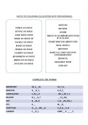 English Worksheet: Collocations: issue