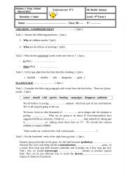 English Worksheet: End term test2 9th form