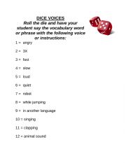 English Worksheet: Dice Voices